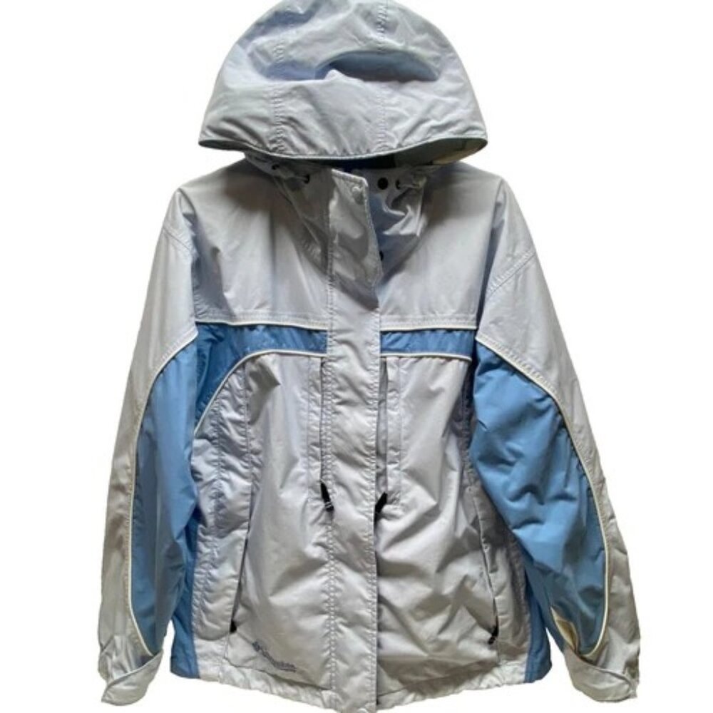 Columbia Ski Jacket Women's XL Light Blue Core Interchange Hooded Winter Coat‎
